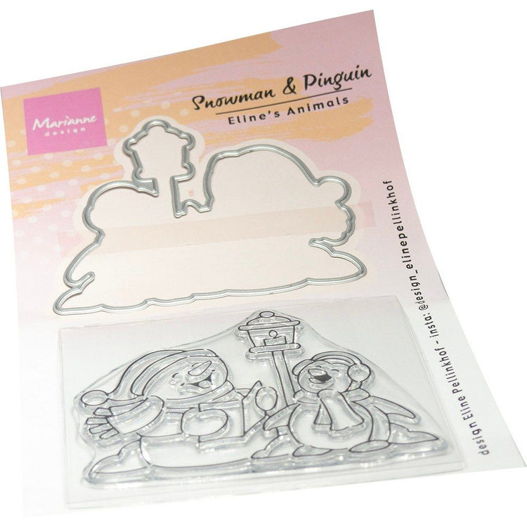 Marianne design • matrice de découpe avec tampons transparents, animaux d'eline, bonhomme de neige, pingouin