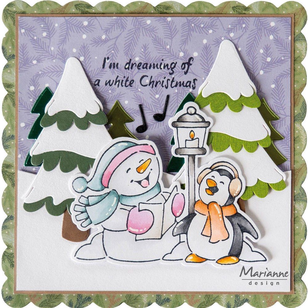 Marianne design • matrice de découpe avec tampons transparents, animaux d'eline, bonhomme de neige, pingouin