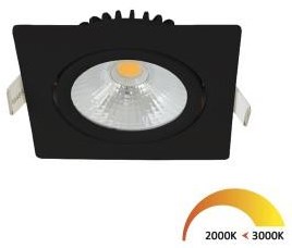 Spot encastrable LED Ecodim 5W dimtowarm 85mm 36° carré orientable noir - LED4760