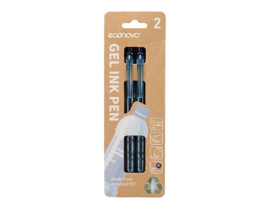 Econovo gelpenn bleu et noir 0,7 mm 2 pièces