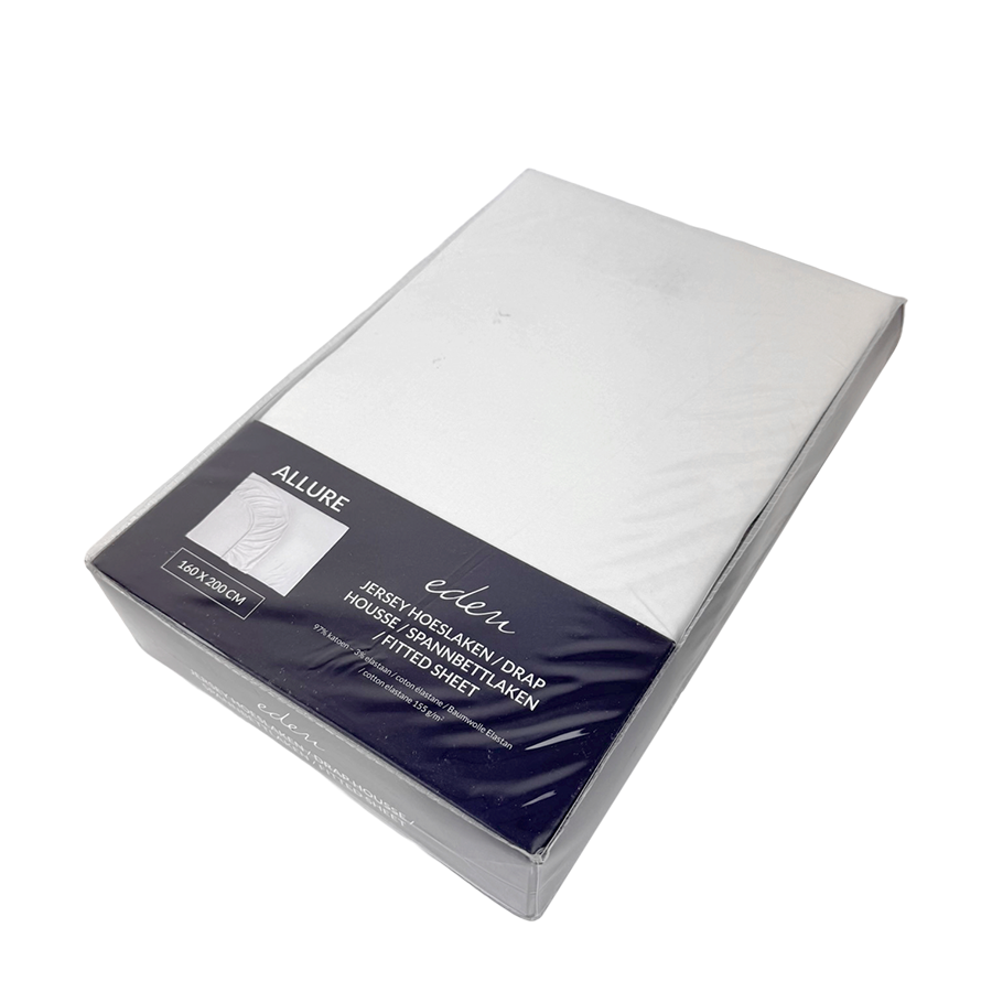 Drap-housse jersey cosy eden allure blanc 160 x 200 cm
