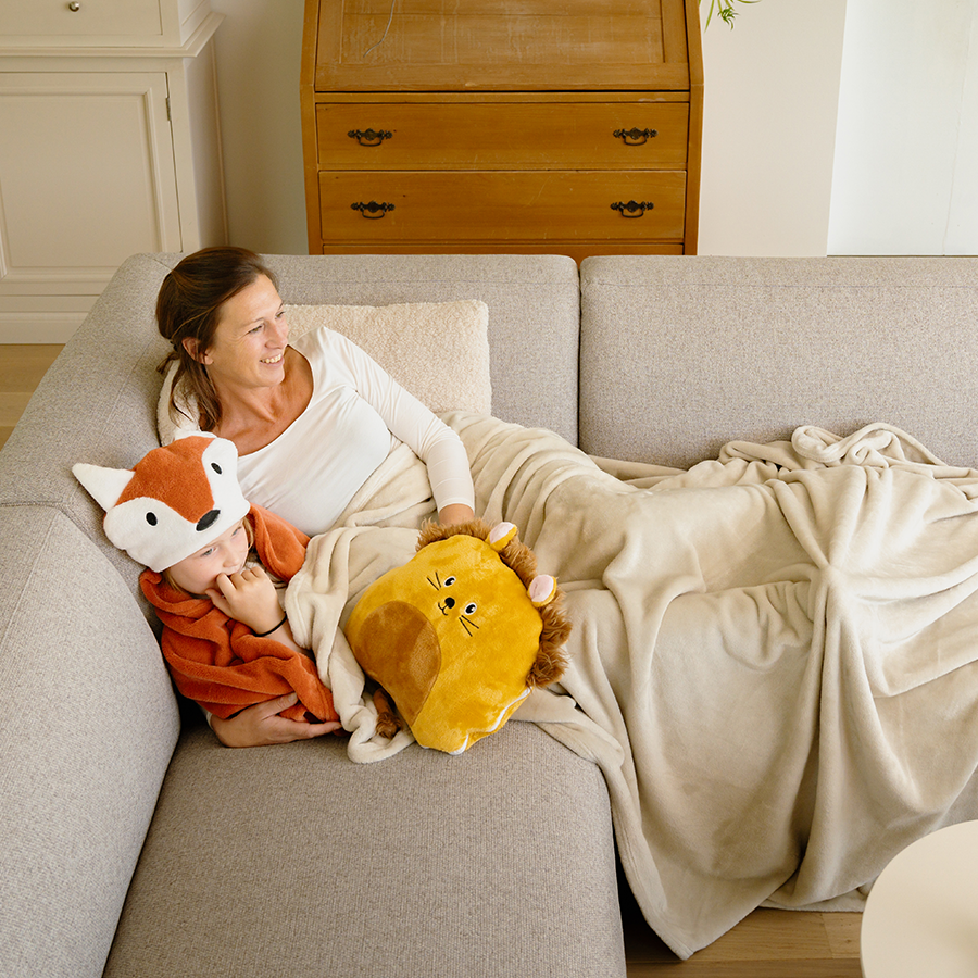 Coussin Eden à carreaux flanelle lion 120x160cm