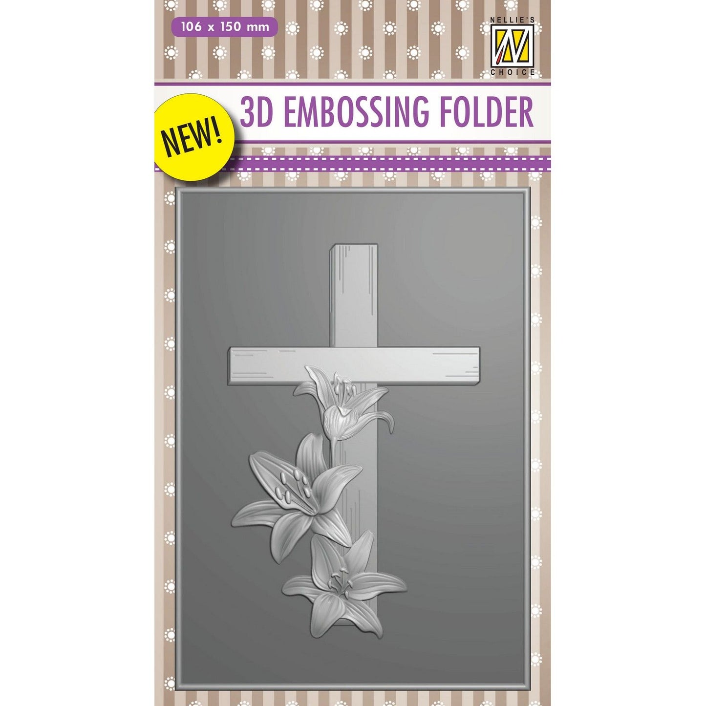 Le choix de Nellie • Dossier gaufrage 3D croix avec lys 10,6x15 cm