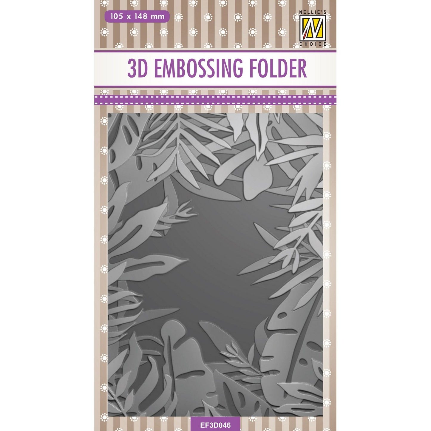 Le choix de Nellie • Cadre dossier gaufrage 3D feuilles tropicales 10,5x14,8cm
