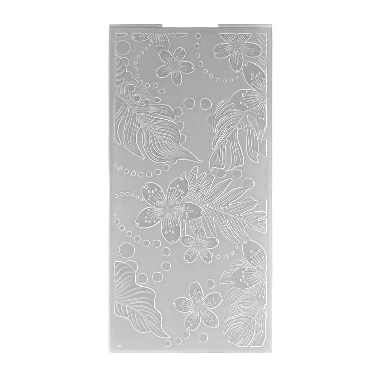 Le choix de Nellie • Dossier de gaufrage 3D fond feuilles et fleurs 10,5x20,5cm
