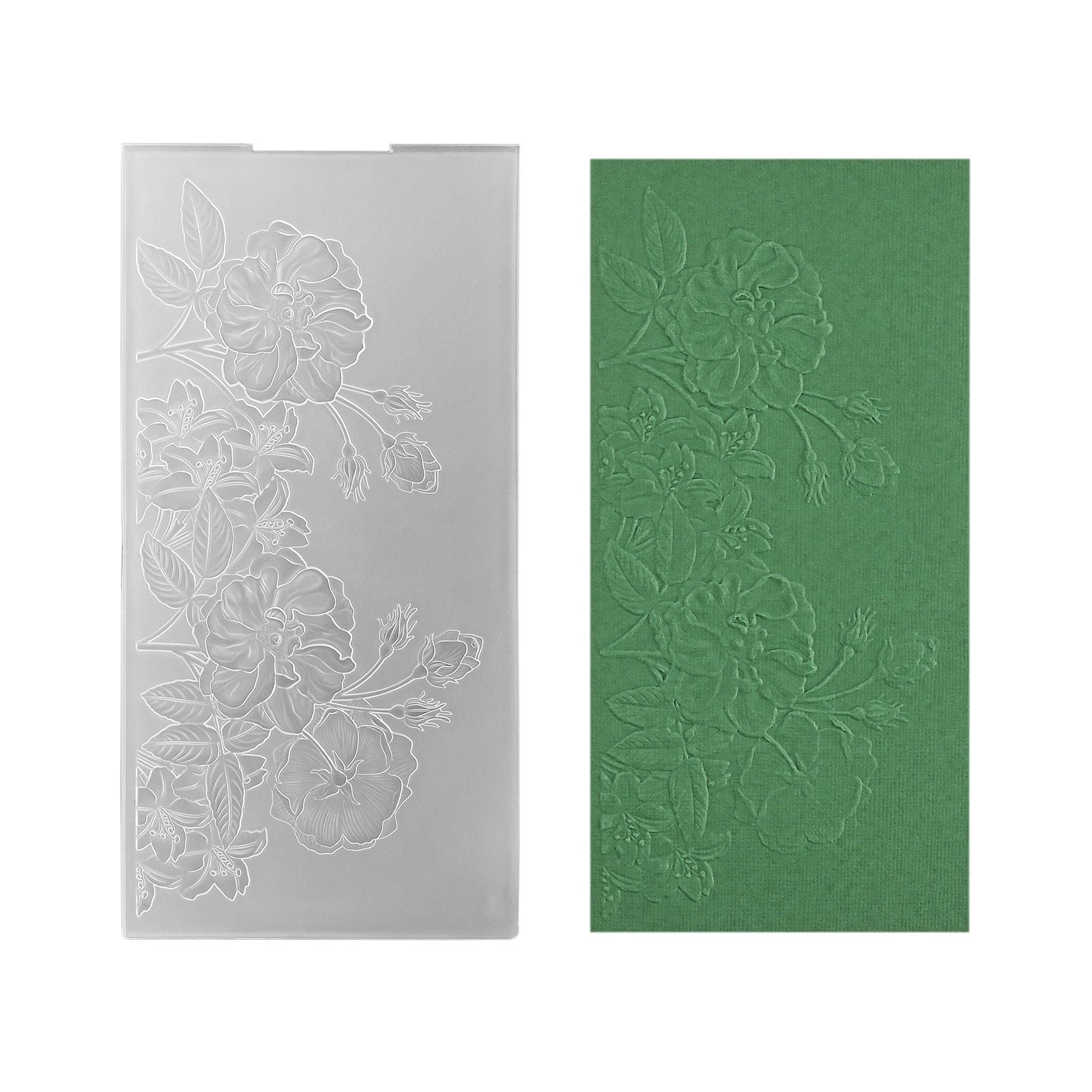 Le choix de Nellie • Dossier de gaufrage 3D fond roses sauvages 10,5x20,5cm