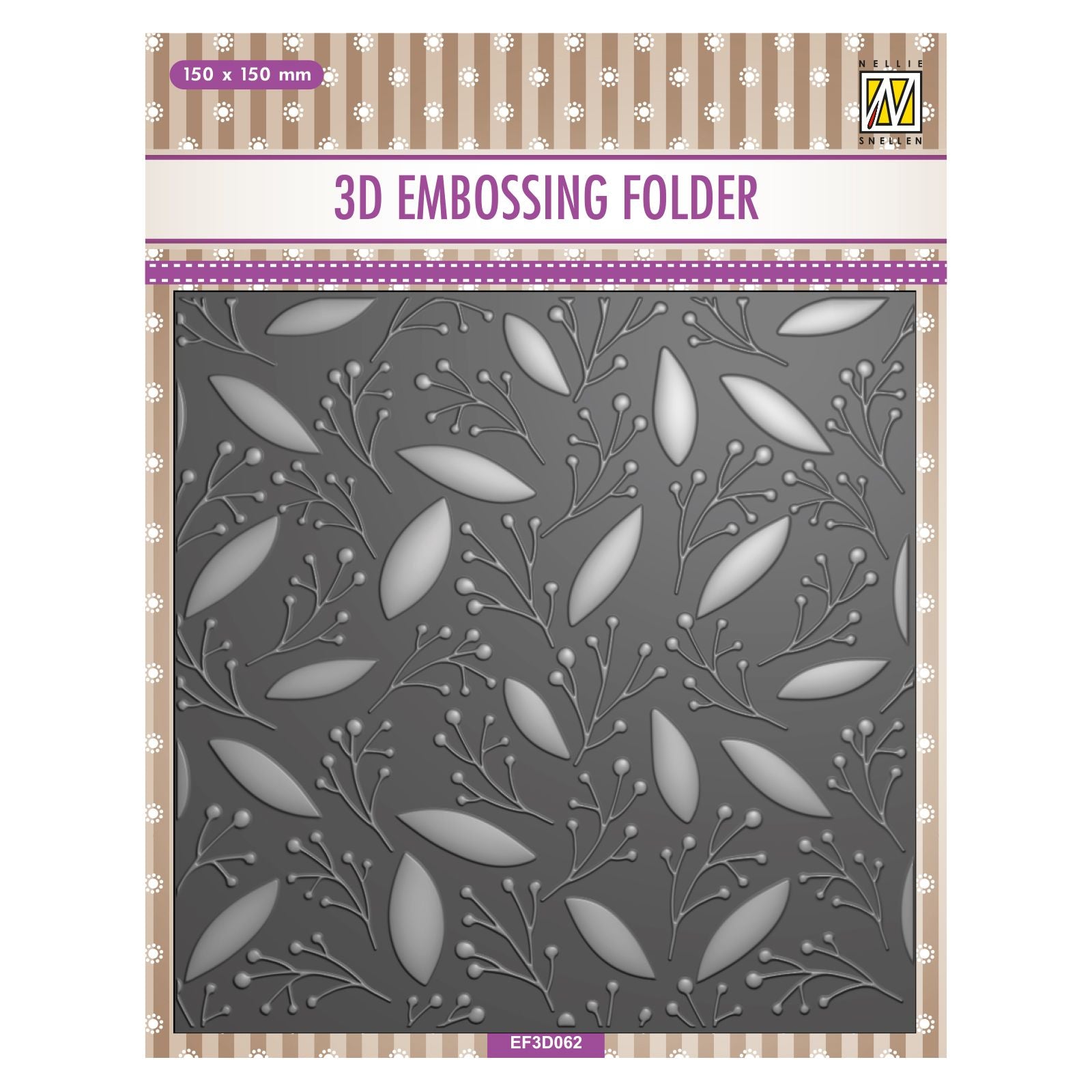 Le choix de Nellie • Dossier de gaufrage 3D fond feuilles et baies 15x15cm