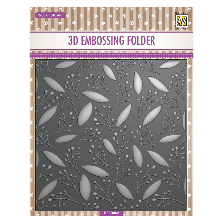 Le choix de Nellie • Dossier de gaufrage 3D fond feuilles et baies 15x15cm