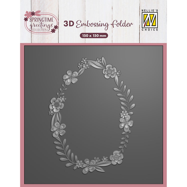 Le choix de Nellie • Dossier de gaufrage 3D Couronne de fleurs de Pâques 15x15cm