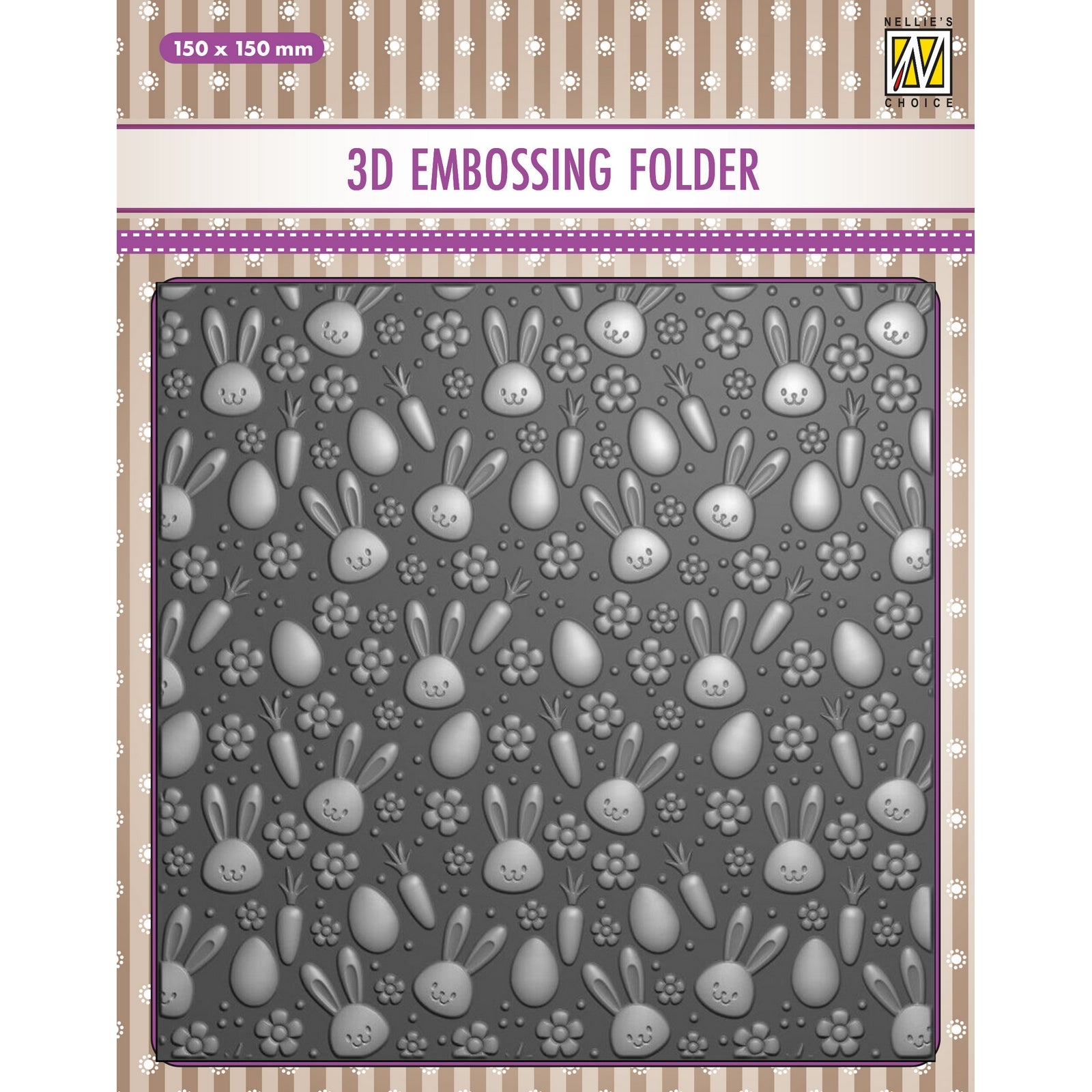 Le choix de Nellie • Dossier de gaufrage 3D fond lapins carottes 15x15cm