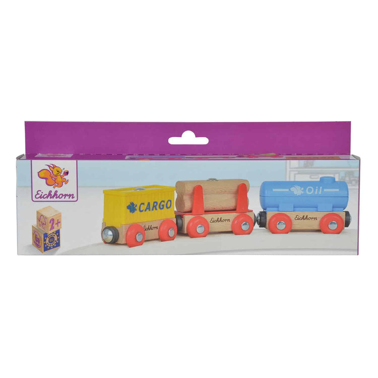 3 wagons en bois avec aimants