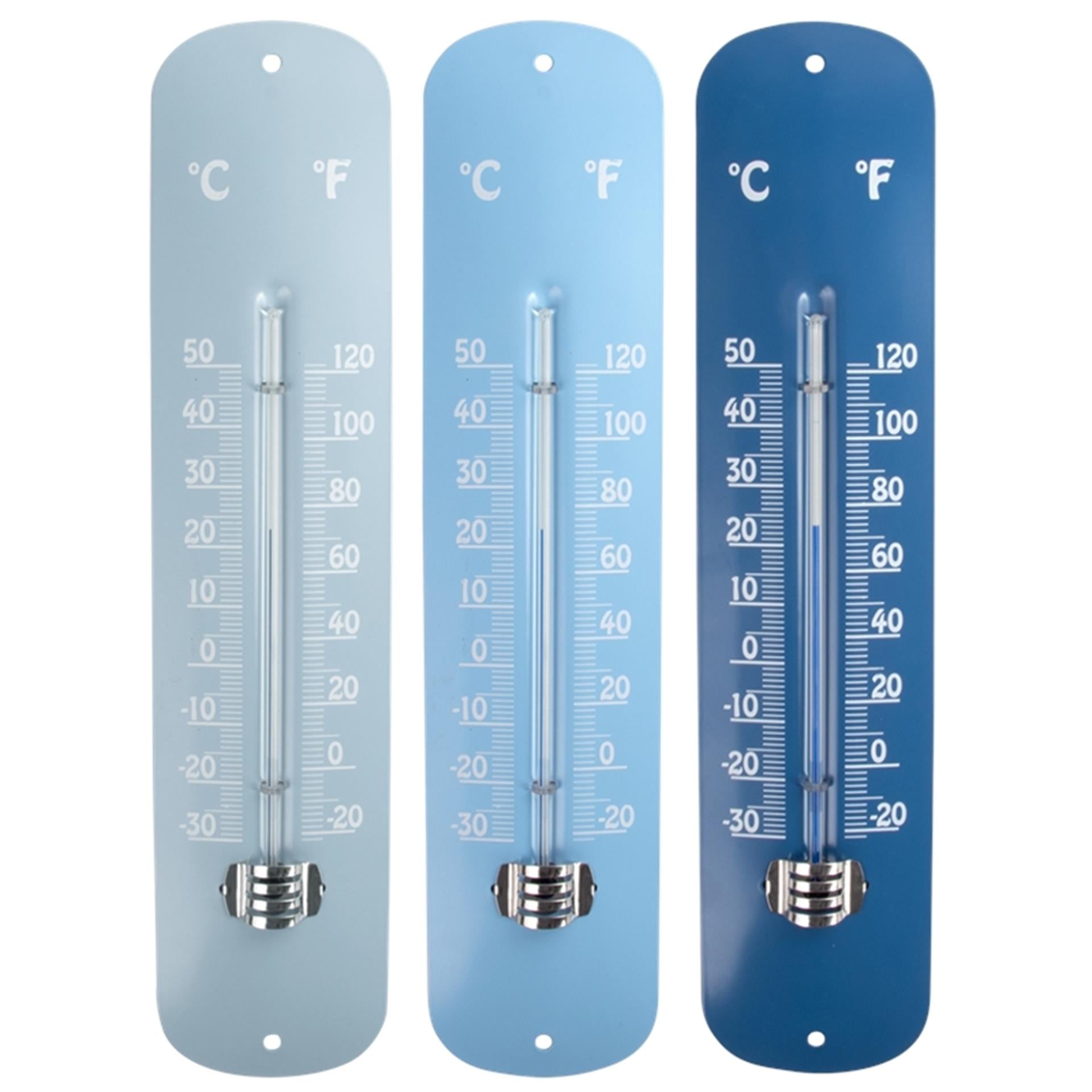 Thermomètre design Esschert zinc bleu