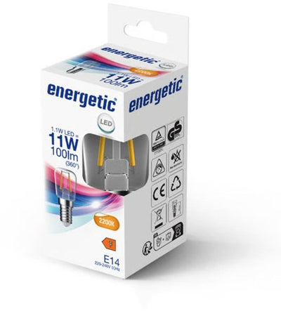 Lampe tube LED Energetic T25 E14 1,1-11W 2200K filament clair - 2720010