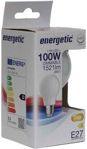 Energetic LED verre e27 11-100w 2700k filament mat dimmable - 2720740