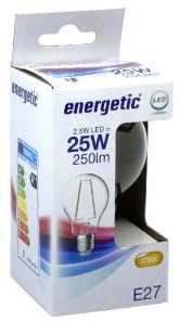 Energetic LED verre e27 2.1-25w 2700k filament clair - 2720300
