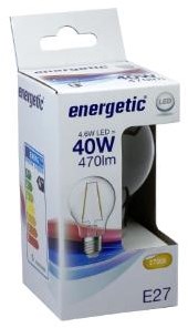 Energetic LED verre e27 4-40w 2700k filament clair - 2720310