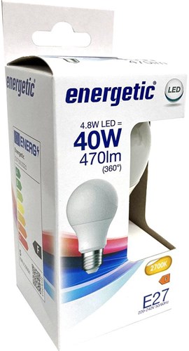 Energetic LED verre e27 4,8-40w 2700k mat - 2710300