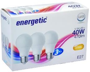 Lampes de bulbe LED énergiques énergiques E27 40W 3 pièces