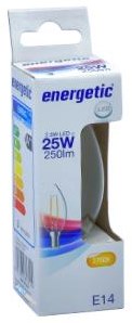 Bougie LED Énergétique E14 2,1-25W 2700K filament clair - 2720110
