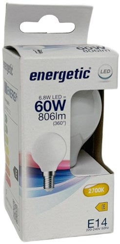 Energetic LED bullet E14 6,8-60W 2700K filament mat - 2720622