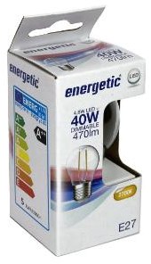 Ampoule LED Energetic E27 4,2-40W 2700K filament clair dimmable - 2720270