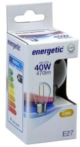 Energetic LED bullet E27 4-40W 2700K filament clair - 2720260