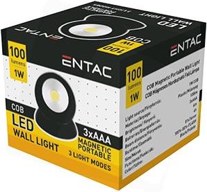 Entac Applique LED avec aimant noir 1w 3xaaa - 5700420