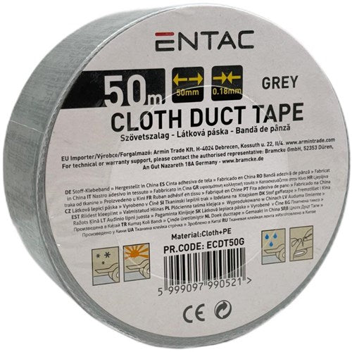 Entac ruban de réparation 50mm rouleau 50m gris - 4139554