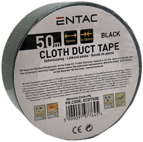 Entac ruban de réparation 50mm rouleau 50m noir - 4139544