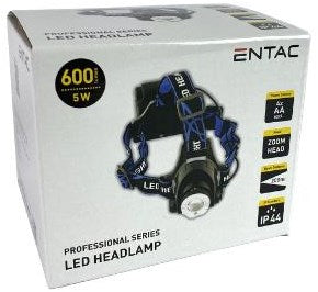 Enzo entac lampe frontale led zoom 5w aluminium noir 4xaa - 5700310