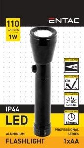 Enzo entac lampe de poche led 1w aluminium noir 1xaa 5700110