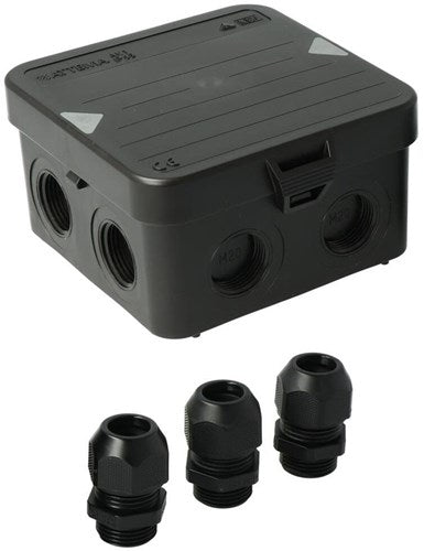 Boîte de câble Enzo attema ak1 | + 3 presse-étoupes m20 ip65 noir - 4034021