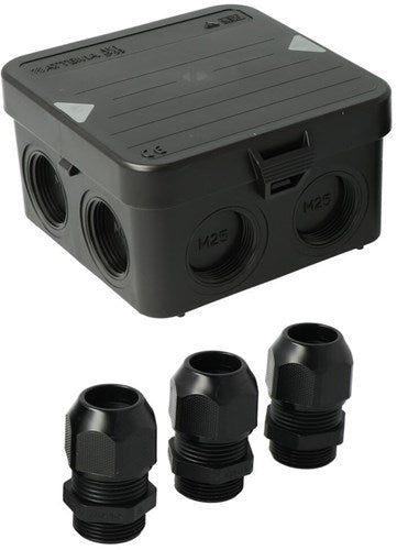 Boîte de câble Enzo attema ak1 | + 3 presse-étoupes m25 ip65 noir - 4034023