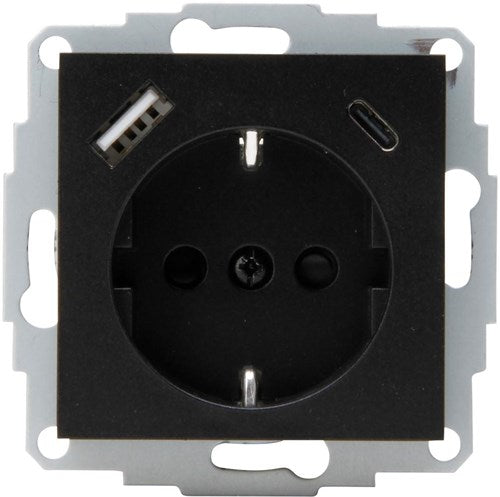 Enzo kopp hk07 prise encastrable anthracite | ra + usb +usb-c - 4623113