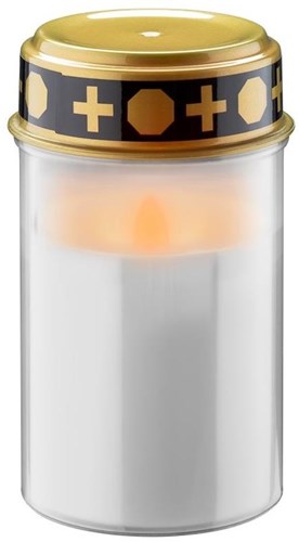Lampe funéraire LED Enzo | 12 cm avec minuterie | blanc (sans batterie 2xc) | lumière commémorative | lumière funéraire | lumière de deuil - 5099412