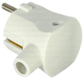 Prise de terre Enzo coudée blanche avec passe-fil mk 6140688