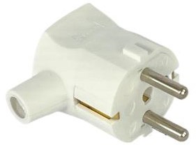 Prise de terre Enzo coudée blanche avec passe-fil mk 6140688
