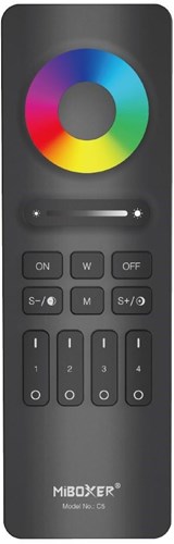 Télécommande Enzo rgb-cct | 2,4 g | 4 zones | design noir mat | miboxer mi-light 2.0 | c5 | excl. 2 piles AAA - LED0229