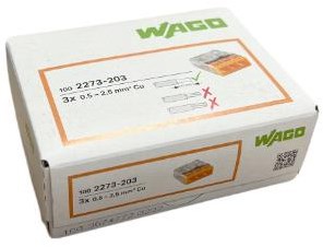 Pince à souder Wago 3 voies 0,5-2,5qmm tra orange 2273-203 | 100 pièces
