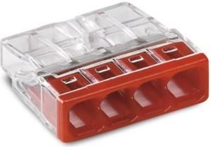 Pince à souder Wago 4 voies 0,5-2,5qmm tra rouge 2273-204 | 100 pièces