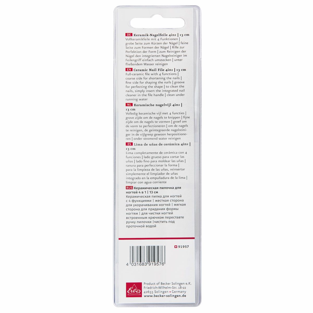 Erbe solingen lime à ongles en céramique 4 en 1 rose pastel (erbe91957)