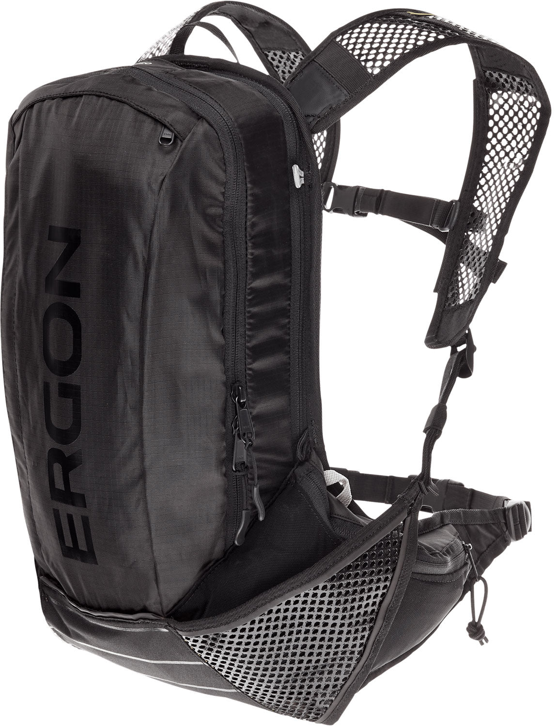 Ergon BX2 Evo Backpack Black - Léger - Convient pour les voyages d'une journée - 10 + 1,5 L de volume - étanche - Nylon en polyester - Autre système d'attache d'attache - y compris la couverture de pluie