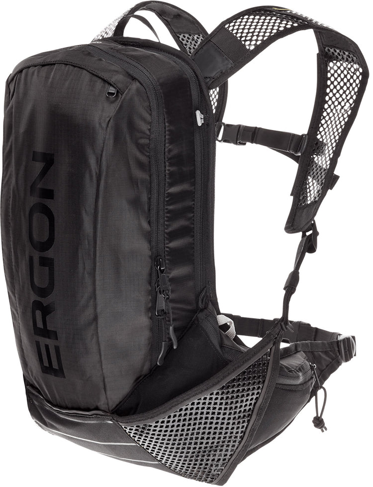 Ergon BX2 Evo Backpack Black - Léger - Convient pour les voyages d'une journée - 10 + 1,5 L de volume - étanche - Nylon en polyester - Autre système d'attache d'attache - y compris la couverture de pluie