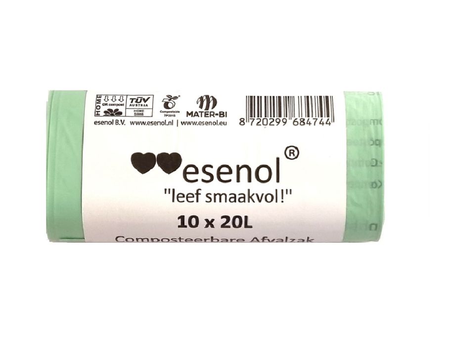 Sacs à déchets compostables en direct en direct ESENOL 20 litres 1 rouleau de 10e