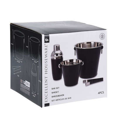 Excellent ustensine ménagers de maison Ensemble de cocktails en 4 pièces colorant en acier mat noir