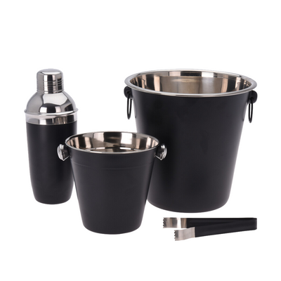 Excellent ustensine ménagers de maison Ensemble de cocktails en 4 pièces colorant en acier mat noir