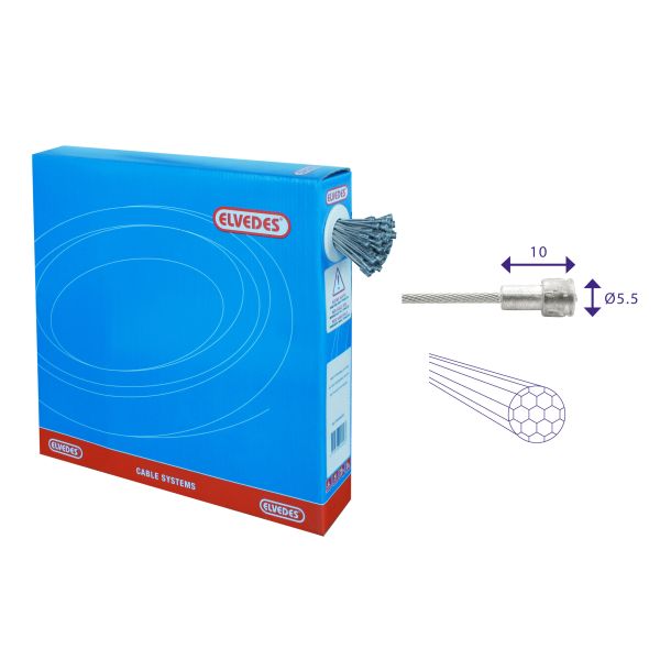 Câble intérieur de frein Elvedes 2000mm acier inoxydable ø1.5mm V-nipple (100 pièces)