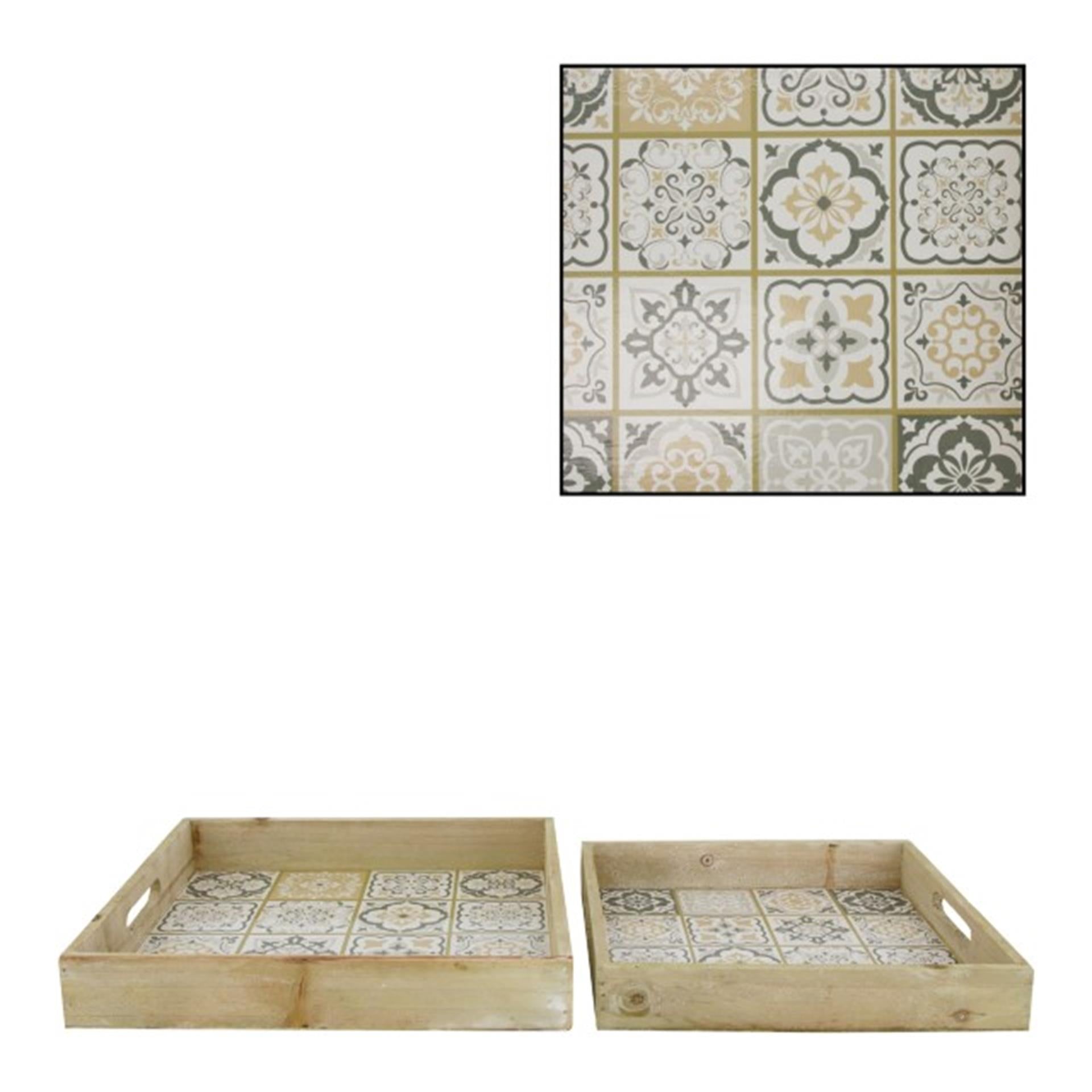 Dijk natural collections plateau en bois avec impression 2 pièces 27x27cm