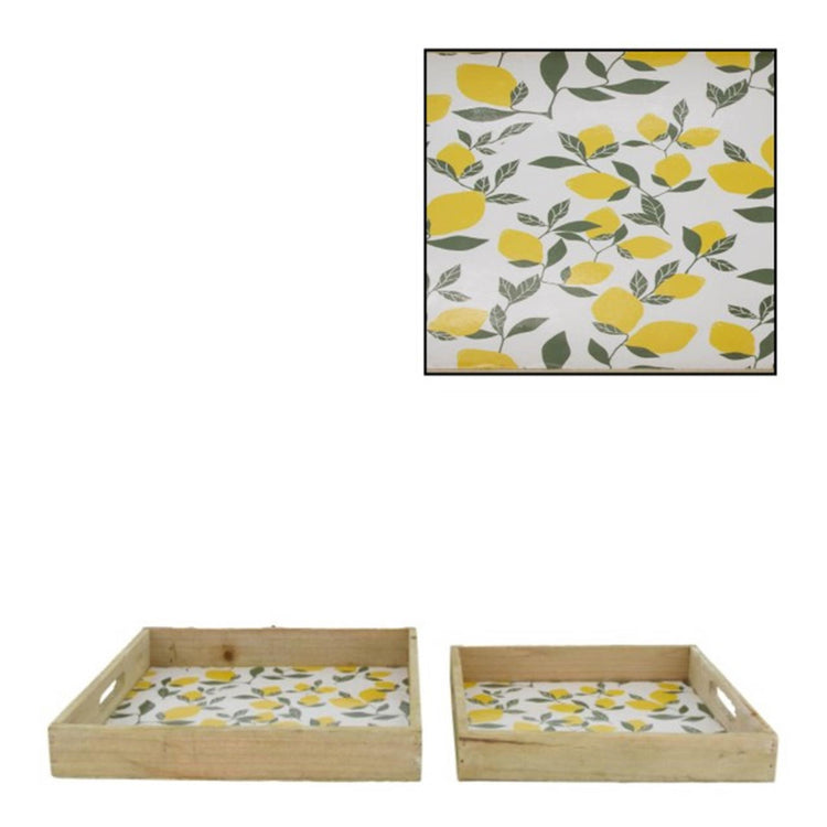 Dijk natural collections plateau en bois avec impression 2 pièces 27x27cm