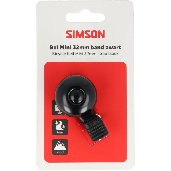 Simson sonnette de vélo mini 32 mm fixation flexible noir